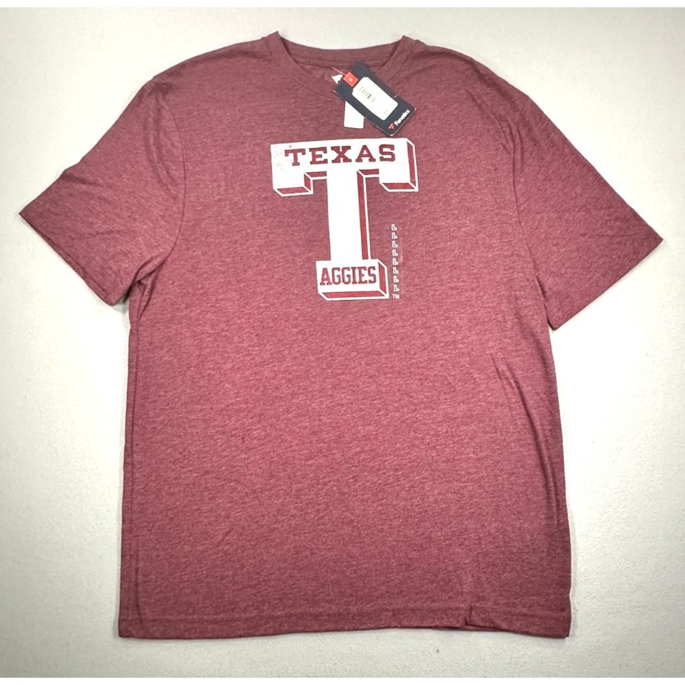 Texas A&M Aggies Fanatics T-Shirt Men's Large Maroon Distressed Logo NCAA NWT